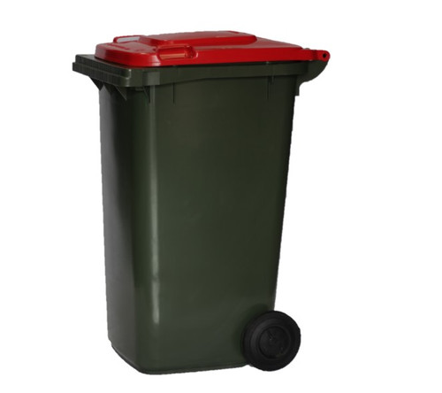 Red waste bin
